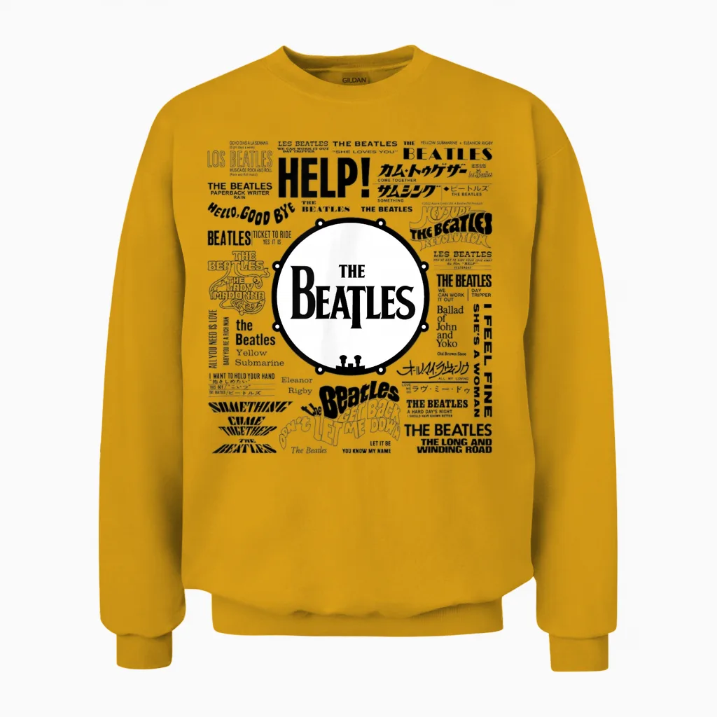 The Beatles - Beatles Singles World Art Unisex Sweatshirt in Gold