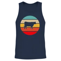 Cow Retro — Farm & Country Gift Unisex Tank Top - Navy – 2