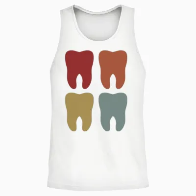Teeth Retro Dental Unisex Tank Top - White