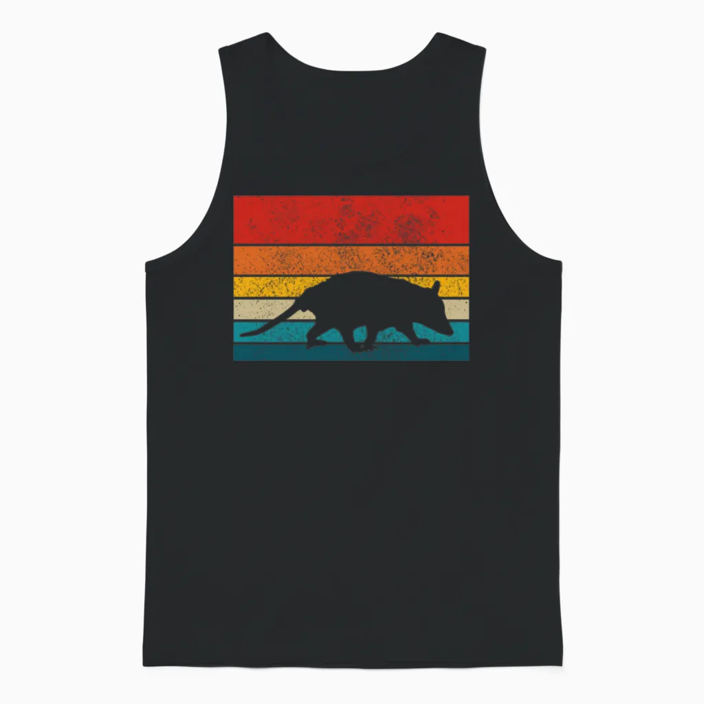 Opossum Vintage Retro Unisex Tank Top - Black
