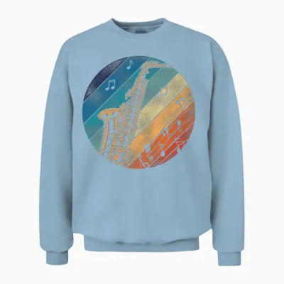 Saxophone Retro Vintage Unisex Sweatshirt - Light Blue