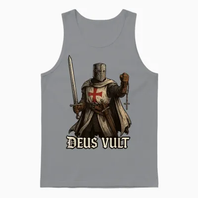 Deus Vult Catholic Knight Templar Crusader Unisex Tank Top - Sport Grey