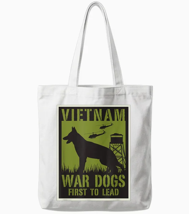Vietnam War Dogs T-Shirt, Black, S Tote Bags in White