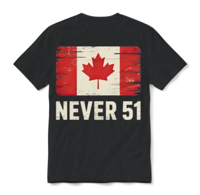 Never 51st State Canada Resistance Flag Design Unisex T-Shirt - Black