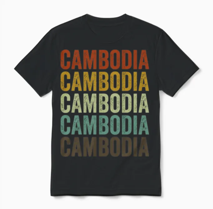 Cambodia Retro Vintage Unisex T-Shirt in Black