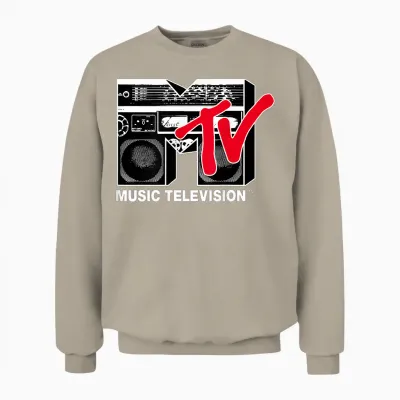 Mtv Logo Red Boombox Graphic Unisex Sweatshirt - Sand