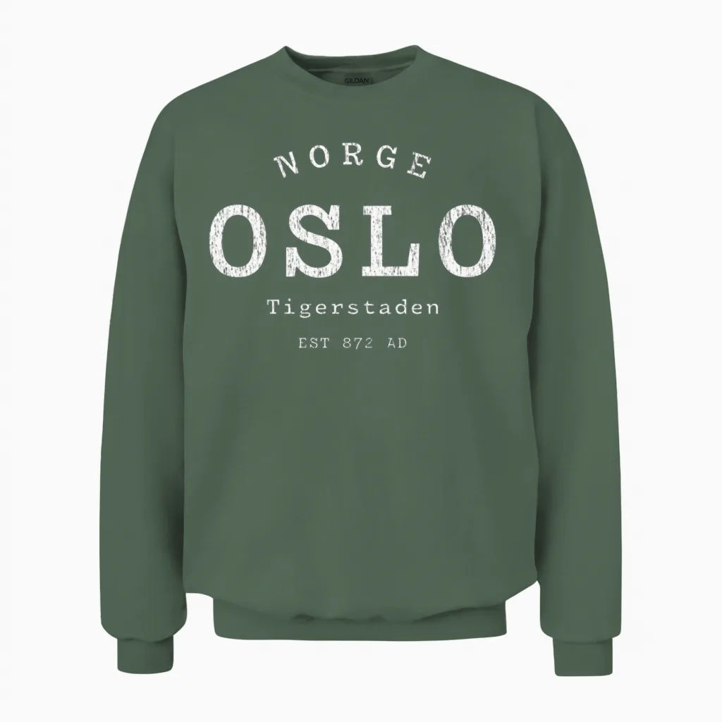 Oslo Tigerstad Vintage Emblem Unisex Sweatshirt in Military Green