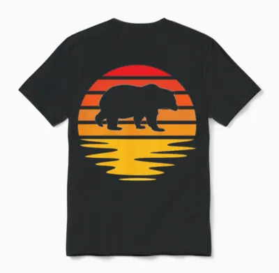 Bear Retro Unisex T-Shirt - Black