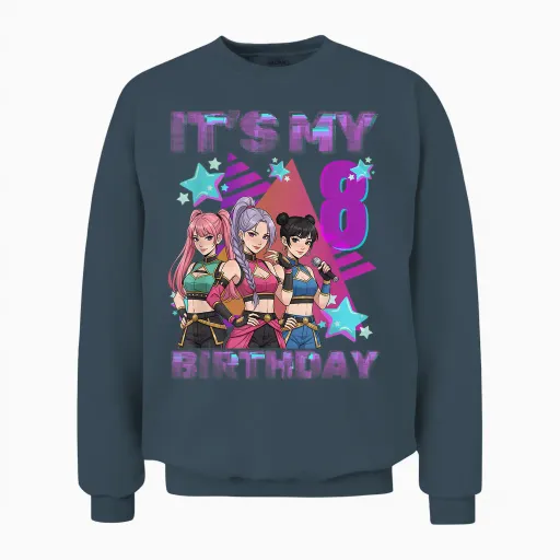 8 Years Birthday K Pop Kids 8th Birthday Girl K-Pop Unisex Sweatshirt - Dark Heather