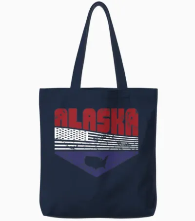 Retro Vintage Alaska Usa Tote Bags - Navy