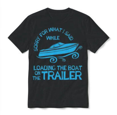 Boating Gift Loading the Boat on the Trailer Unisex T-Shirt - Black