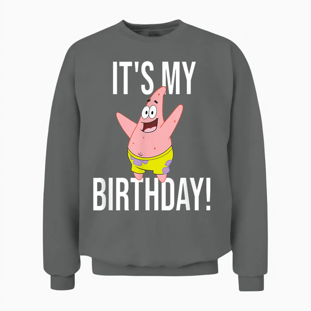 Mademark X Spongebob Squarepants - Patrick Star - It's My Birthday! Unisex Sweatshirt in Graphite Heather