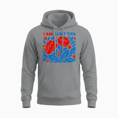 I Am Aunt Tifa Floral Funny Design for Men and Women Unisex Hoodie - Sport Grey