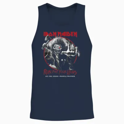 Iron Maiden Run for Your Lives Tour 2026 Paris Unisex Tank Top - Navy