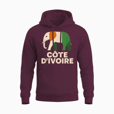 Ivory Coast Elephant Côte D’ivoire Flag. Men, Women & Unisex Hoodie - Maroon