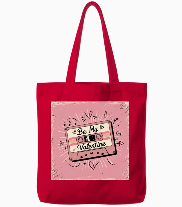 Valentine´s Retro Cassette Tote Bags in Red