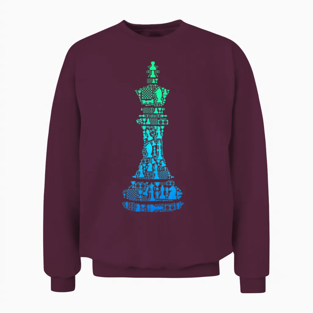 Schach König Schachspieler Kinder Jungen Herren Unisex Sweatshirt in Maroon