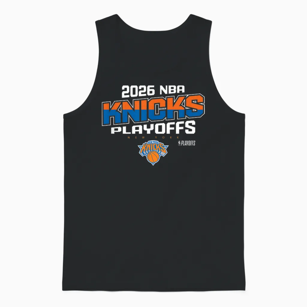 Nba Official 2026 Playoffs New York Knicks Top Level Unisex Tank Top in Black