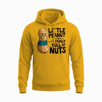 Little Peanut in a Family Full of Nuts Print Baby Unisex Hoodie - Gold