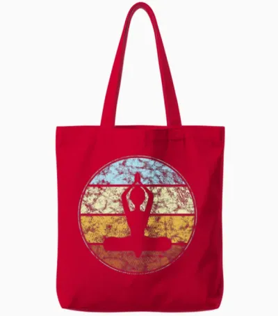 Meditation Retro Tote Bags - Red