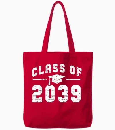 Class of 2039 Grow with Me First Day of School Graduation Tote Bags - Red