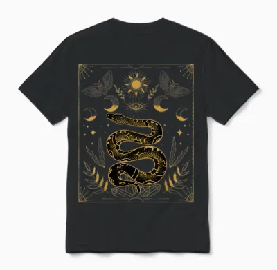 Himmlische Schlange Und Sterne Shirt - Hexe Boho Tarot Schlange Unisex T-Shirt - Black