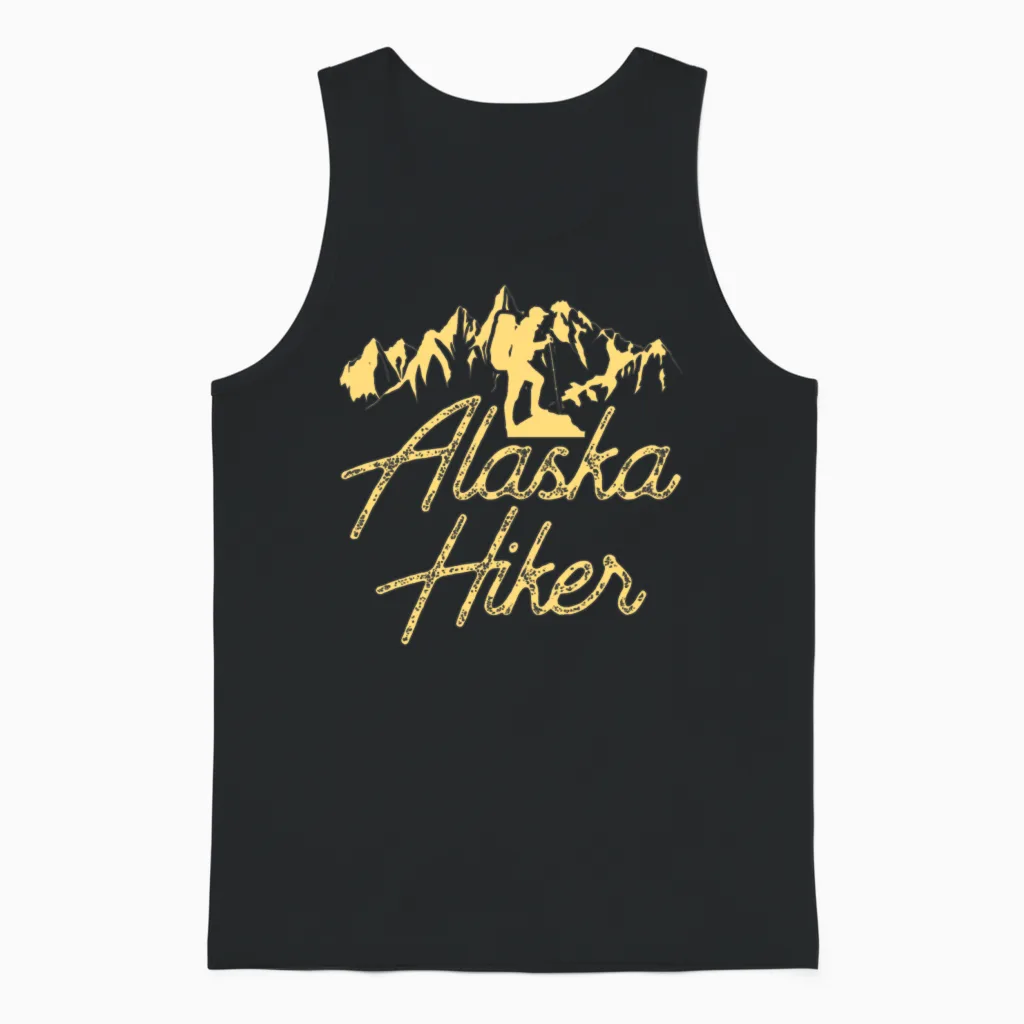 Alaska Hiker Hike Hiking Nature Unisex Tank Top in Black