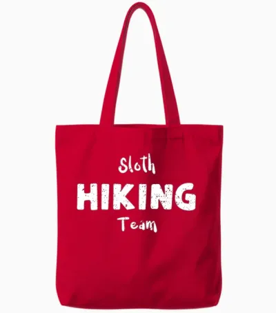Sloth Hiking Team - Camping Tote Bags - Red
