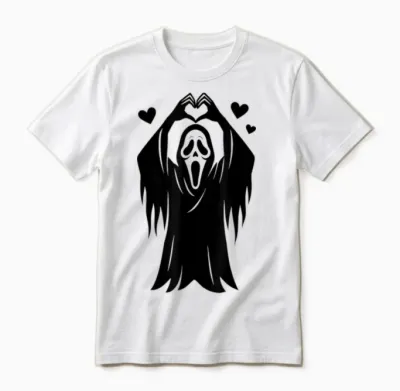 Creepy Horror Ghost Heart Hands, Happy Halloween Unisex T-Shirt - White