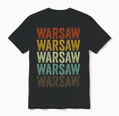 Warsaw Poland Retro Vintage Unisex T-Shirt - Black
