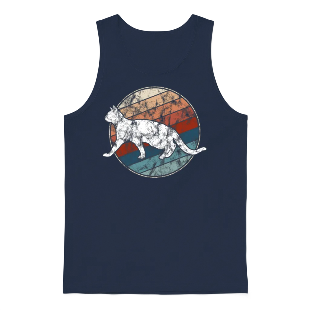 Cat in Retro Style โ Lovers Unisex Tank Top - Navy