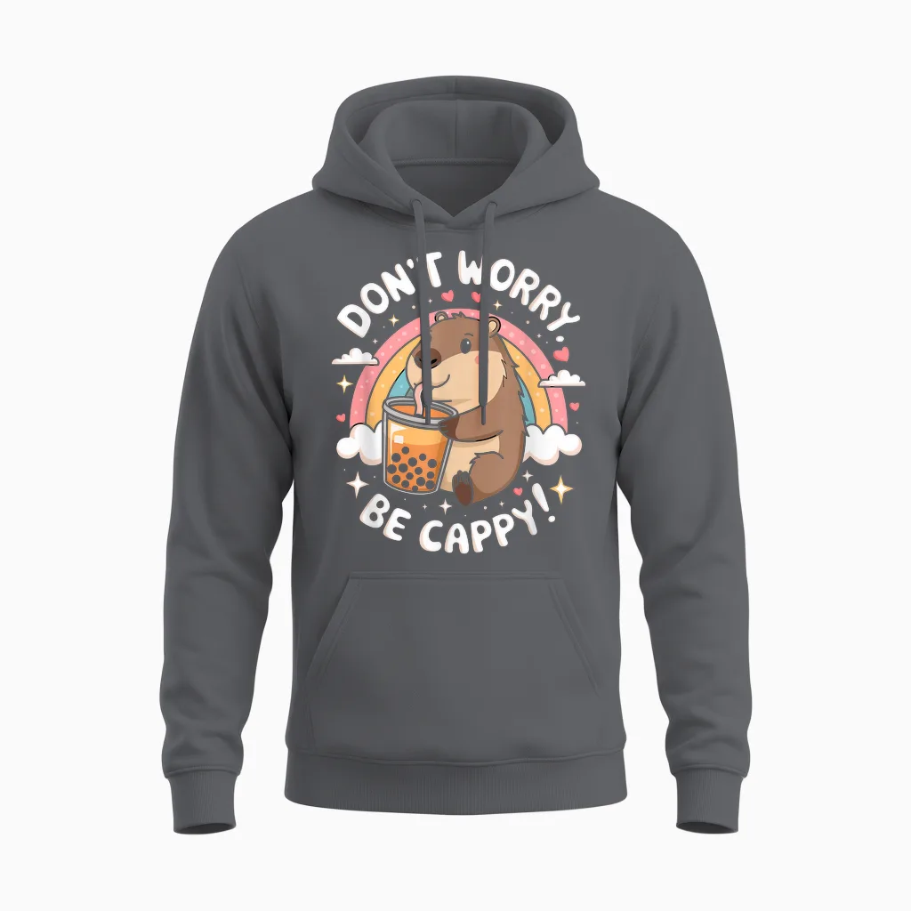 Don't Worry Be Cappy Happy Ocean Stimmungsdesign Unisex Hoodie in Charcoal