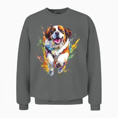 Splash Art Colorful for Lovers of St Bernard T-Shirt, Black, S Unisex Sweatshirt - Graphite Heather