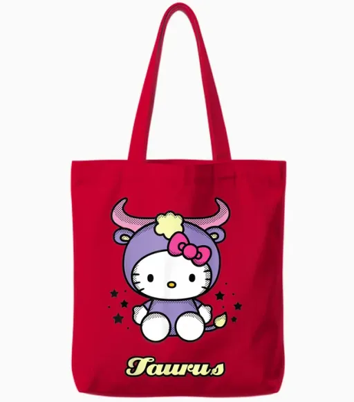 Hello Kitty Zodiac Taurus Tote Bags - Red