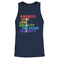 Kindness Peace Equality Inclusion Diversity Human Unisex Tank Top - Navy – 2