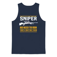 Sniper No Need to Run - Rifle Club Shooting Sports Unisex Tank Top - Navy – 1