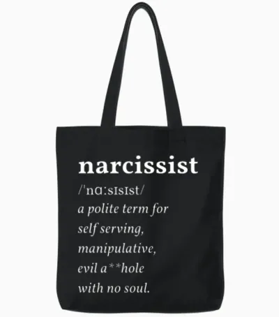 Narcissist Definition Tote Bags - Black
