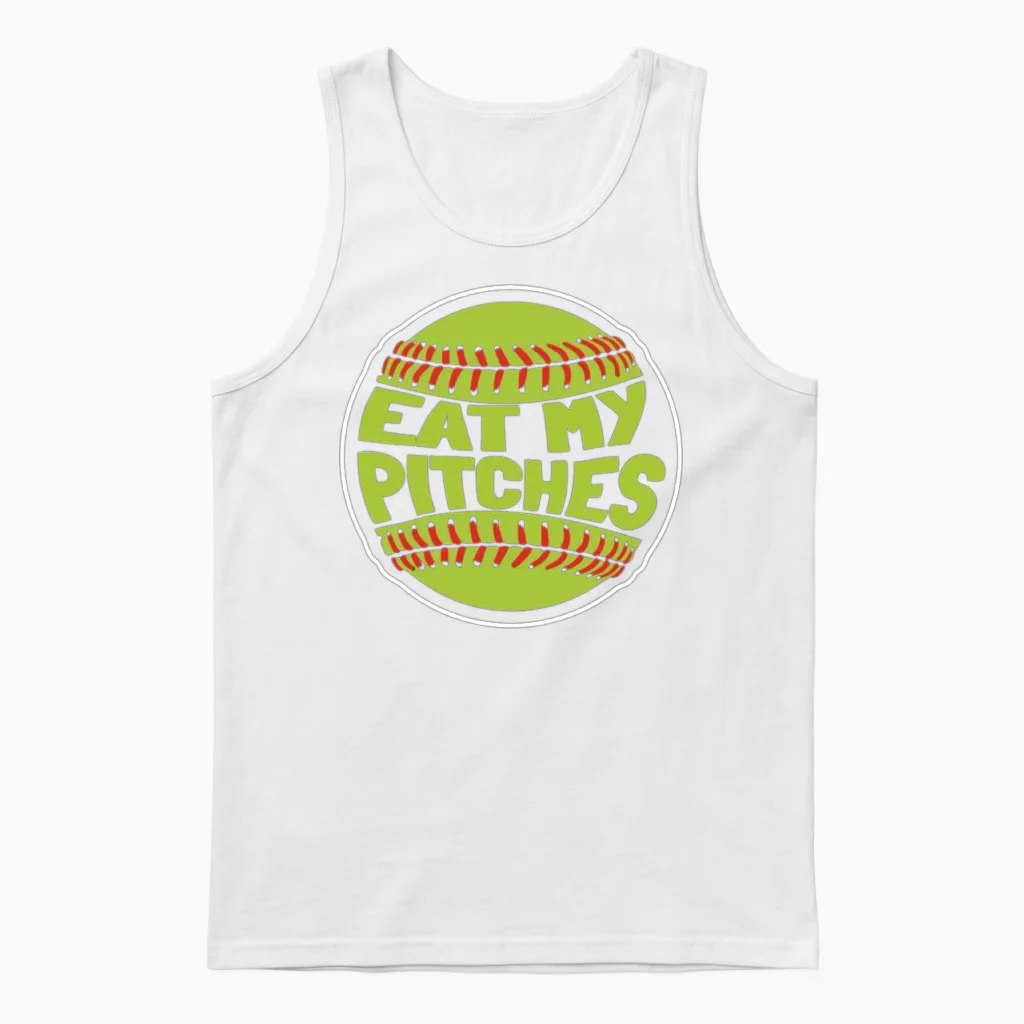 Softball Funny Baseball & Gift Unisex Tank Top in White