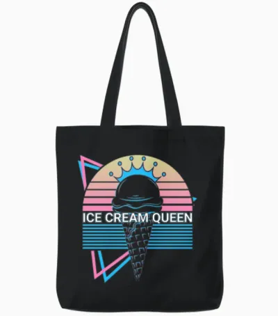 Ice Cream Retro Tote Bags - Black