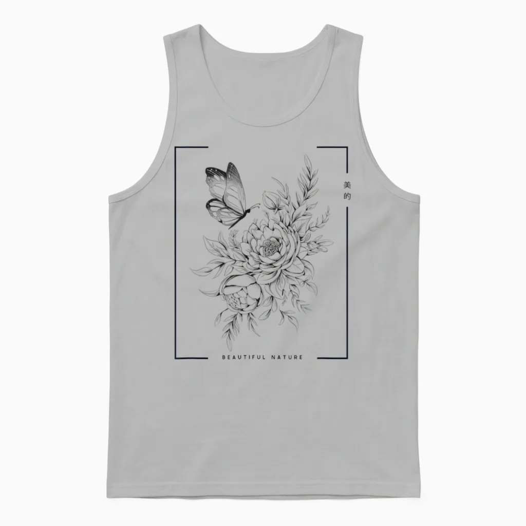Japanese Aesthetic Tokyo Vaporwave Anime T-Shirt, Gray Unisex Tank Top in Ash