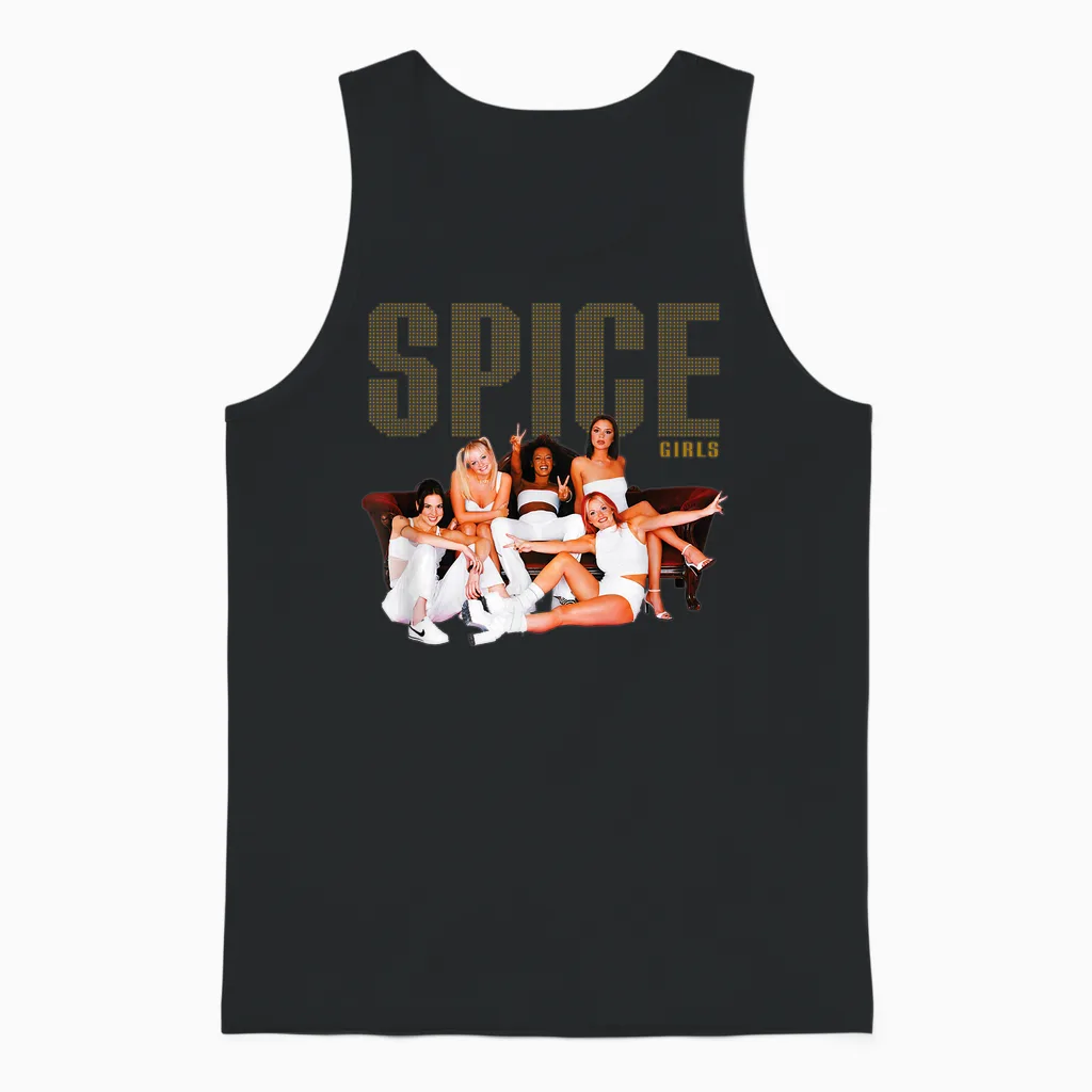 Official Spice Girls T-Shirt Sofa Photo, Black, S Unisex Tank Top in Black