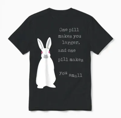 Lyriclyfe T-Shirt White Rabbit Unisex T-Shirt - Black