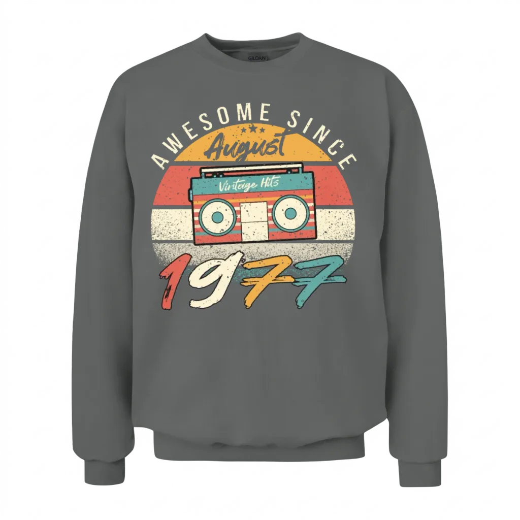 1977 July Retro Unisex Sweatshirt - Graphite Heather
