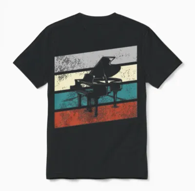 Piano Retro Unisex T-Shirt - Black