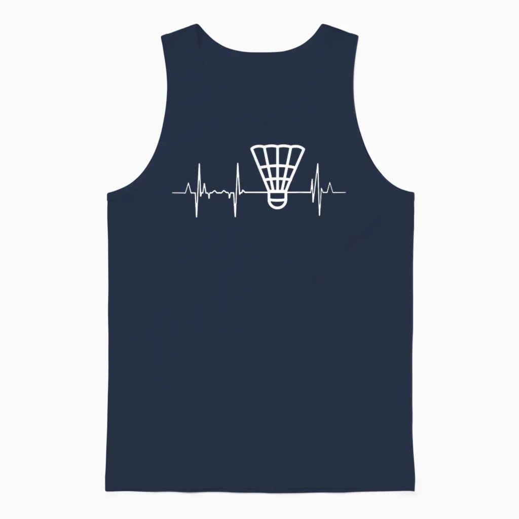 Mon Cœur Bat Pour Le Cardiogramme Du Badminton Unisex Tank Top in Navy