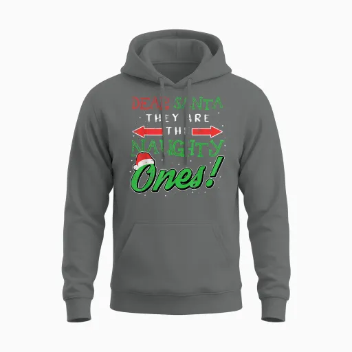 Dear Santa They Are the Naughty Ones Funny Christmas Gifts Short Sleeve Unisex Hoodie - Graphite Heather