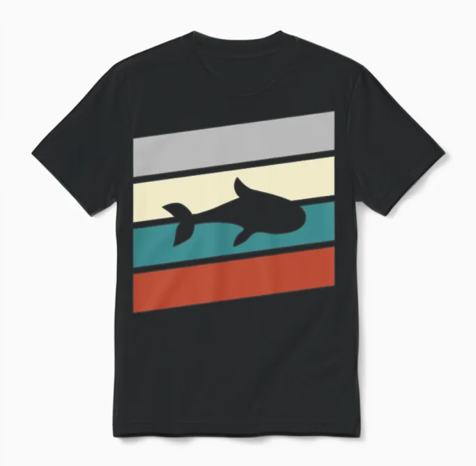 Fish Retro Unisex T-Shirt in Black