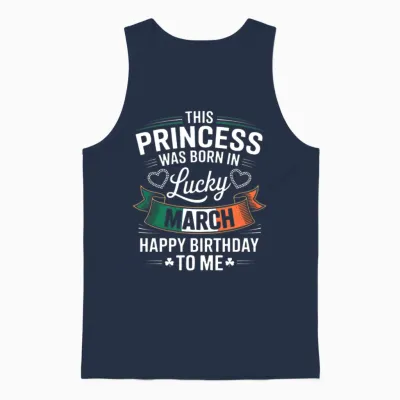 This Princess Was Born in March Patrick's Day Unisex Tank Top - Navy