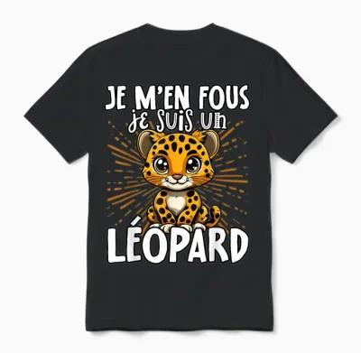 Je M'en Fous Je Suis Un Leopard - Cute Leopard T-Shirt, Black, S Unisex T-Shirt - Black