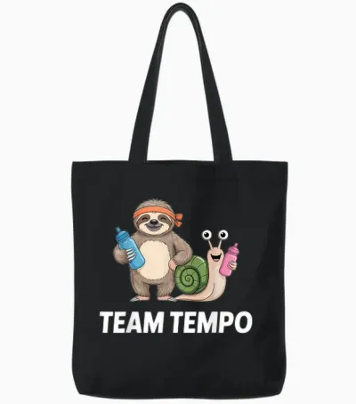 Team Tempo Faultier Schnecke Tote Bags - Black